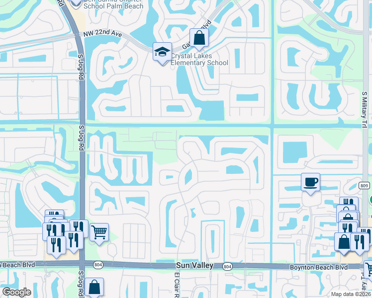 map of restaurants, bars, coffee shops, grocery stores, and more near 9362 Laurel Green Drive in Boynton Beach