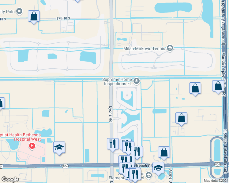 map of restaurants, bars, coffee shops, grocery stores, and more near 8636 Cobblestone Point Circle in Boynton Beach