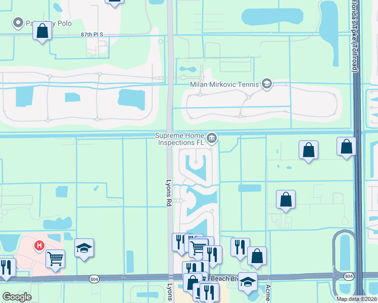 map of restaurants, bars, coffee shops, grocery stores, and more near 8685 Cobblestone Point Circle in Boynton Beach