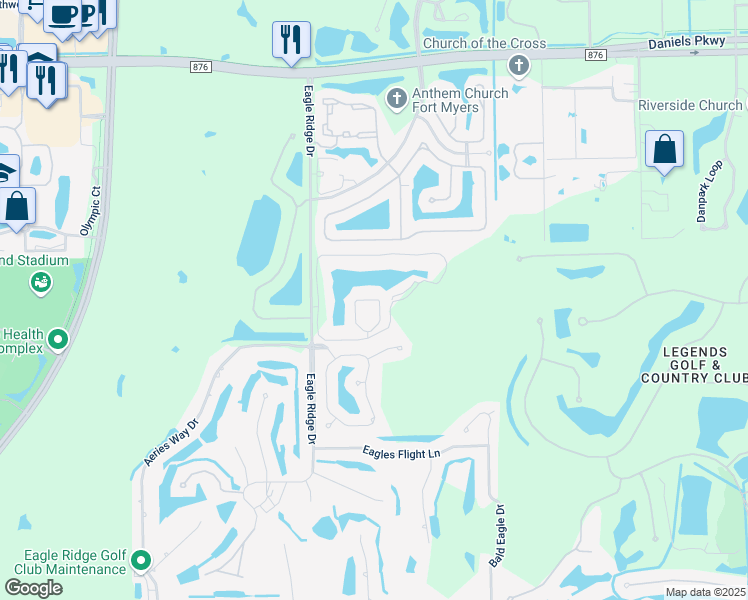 map of restaurants, bars, coffee shops, grocery stores, and more near 7691 Georgian Bay Circle in Fort Myers