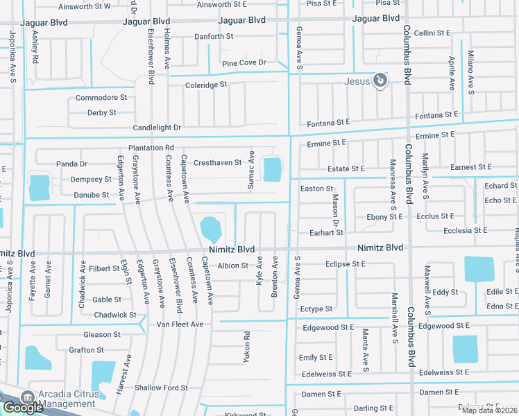 map of restaurants, bars, coffee shops, grocery stores, and more near 1070 Darlington Street in Lehigh Acres