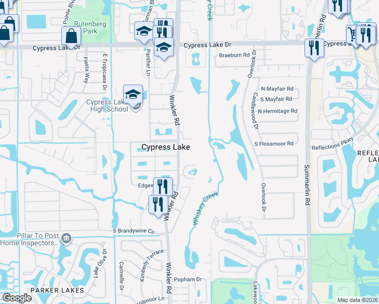 map of restaurants, bars, coffee shops, grocery stores, and more near 6777 Winkler Road in Fort Myers