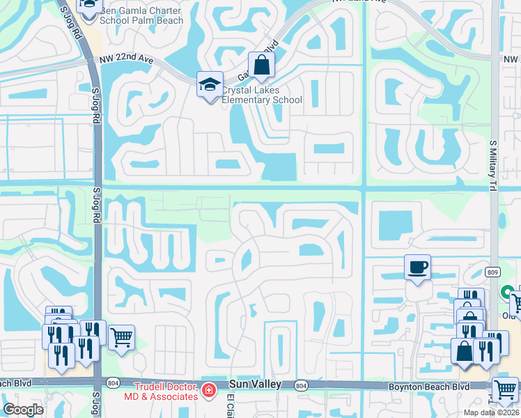 map of restaurants, bars, coffee shops, grocery stores, and more near 9303 Laurel Green Drive in Boynton Beach