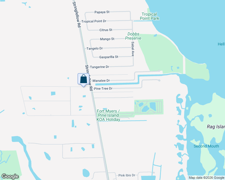 map of restaurants, bars, coffee shops, grocery stores, and more near 3660 Snowbird Lane in Saint James City