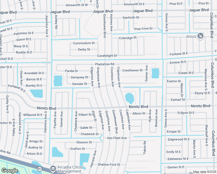 map of restaurants, bars, coffee shops, grocery stores, and more near 941 Eisenhower Boulevard in Lehigh Acres