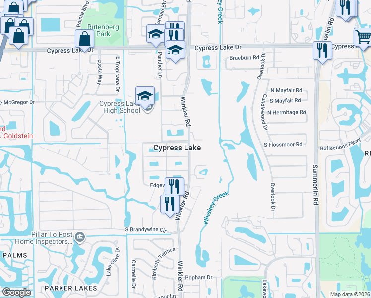 map of restaurants, bars, coffee shops, grocery stores, and more near 6916 Winkler Road in Fort Myers