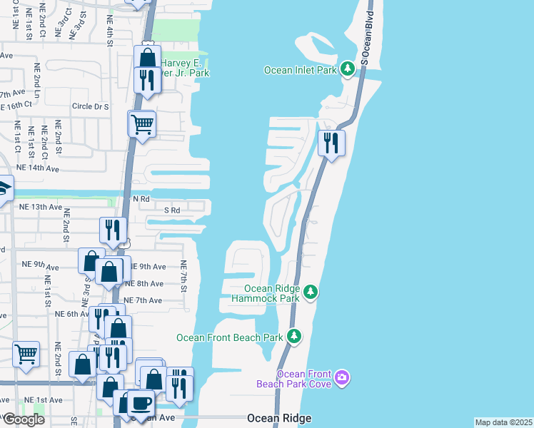 map of restaurants, bars, coffee shops, grocery stores, and more near 9 Sabal Island Dr in Boynton Beach