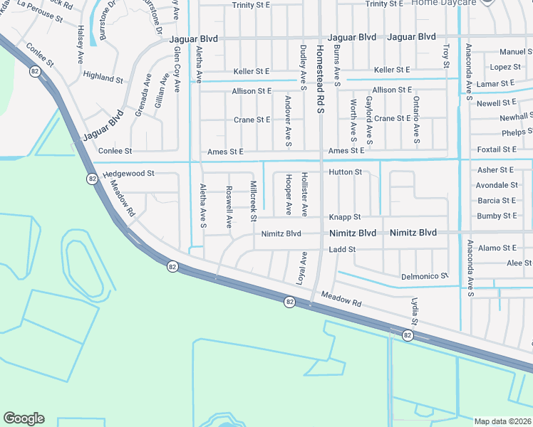 map of restaurants, bars, coffee shops, grocery stores, and more near 529 Knapp Street in Lehigh Acres