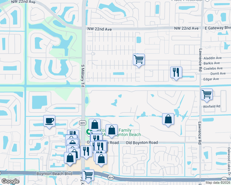map of restaurants, bars, coffee shops, grocery stores, and more near 4728 Palo Verde Drive in Boynton Beach
