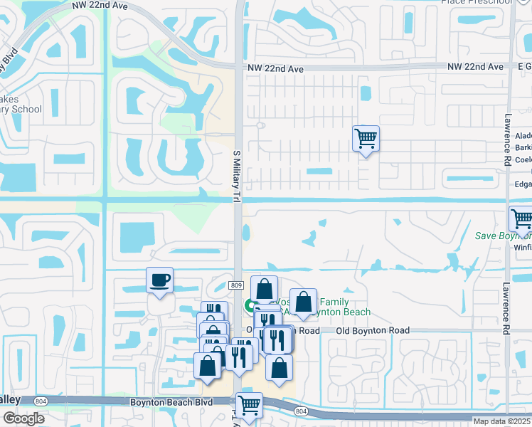 map of restaurants, bars, coffee shops, grocery stores, and more near 4908 Palo Verde Drive in Boynton Beach