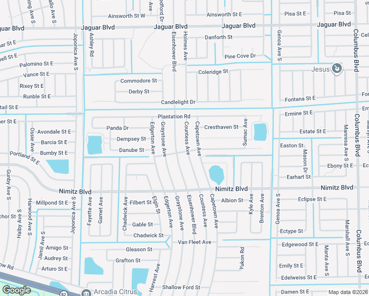 map of restaurants, bars, coffee shops, grocery stores, and more near 941 Eisenhower Boulevard in Lehigh Acres