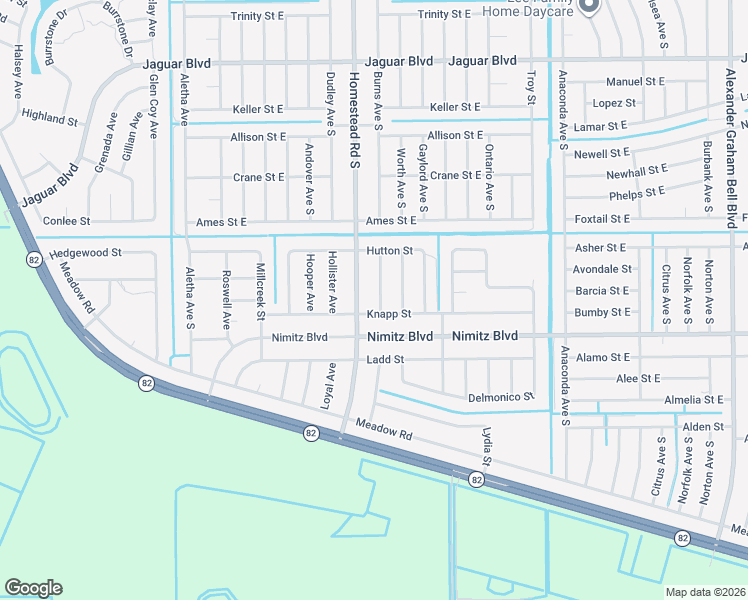 map of restaurants, bars, coffee shops, grocery stores, and more near 933 Hepburn Avenue in Lehigh Acres