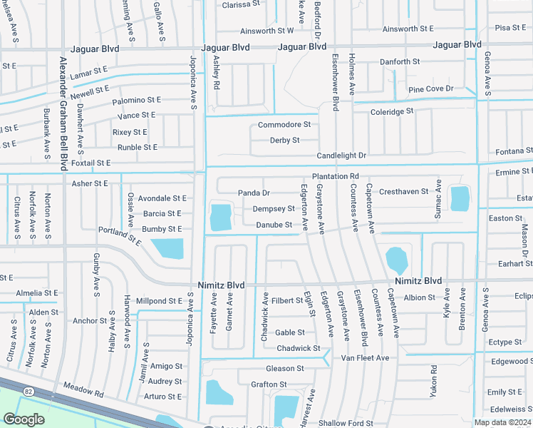map of restaurants, bars, coffee shops, grocery stores, and more near 926 Dempsey Street in Lehigh Acres
