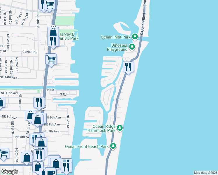 map of restaurants, bars, coffee shops, grocery stores, and more near 3 Sabal Island Drive in Boynton Beach