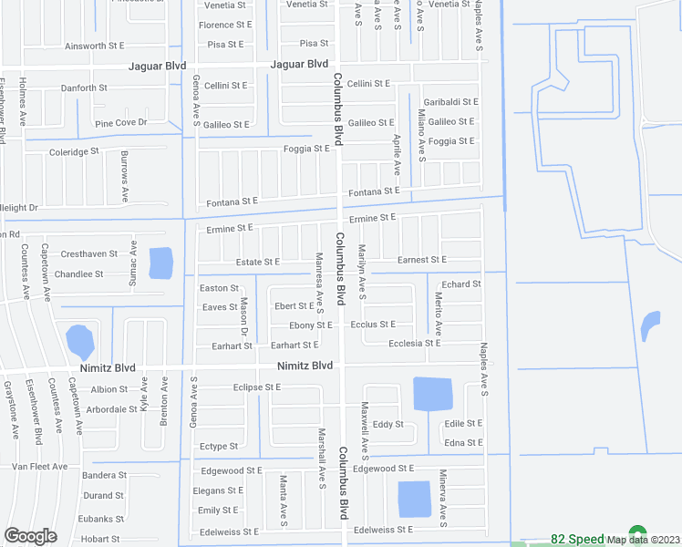 map of restaurants, bars, coffee shops, grocery stores, and more near 929 Columbus Boulevard in Lehigh Acres