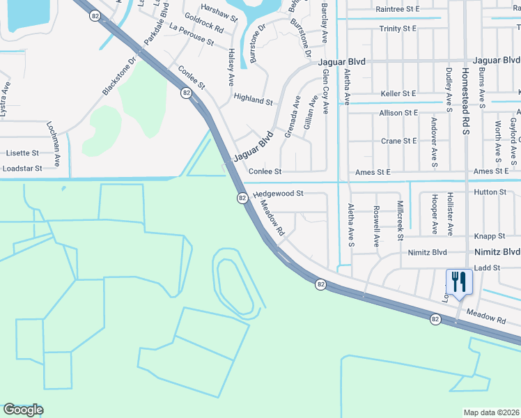 map of restaurants, bars, coffee shops, grocery stores, and more near 409 Scottsdale Street in Lehigh Acres