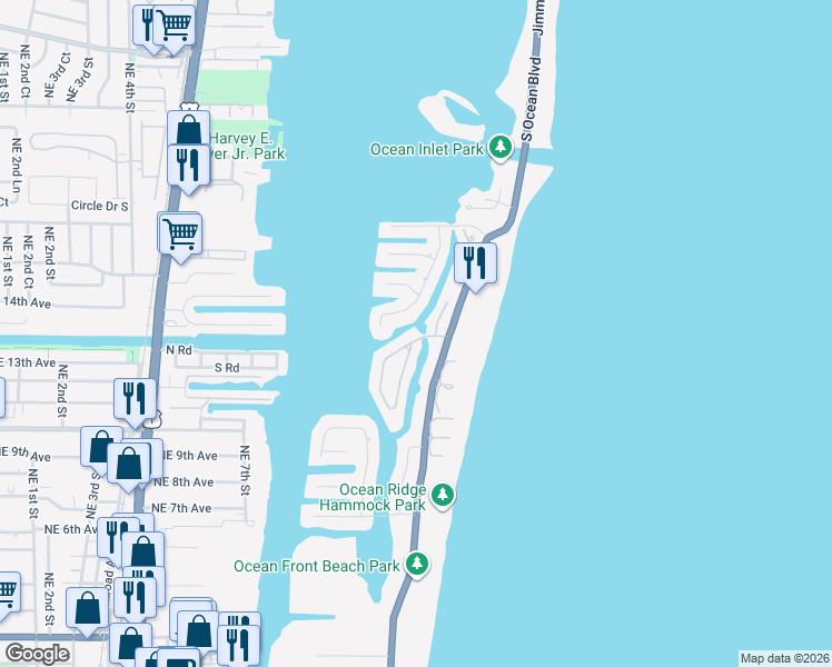 map of restaurants, bars, coffee shops, grocery stores, and more near 1 Sabal Island Drive in Boynton Beach