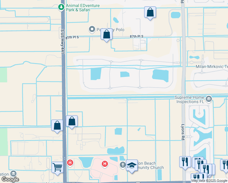 map of restaurants, bars, coffee shops, grocery stores, and more near 9354 Equus Circle in Boynton Beach