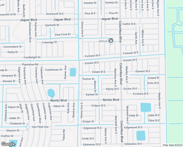 map of restaurants, bars, coffee shops, grocery stores, and more near 1116 Estate Street East in Lehigh Acres