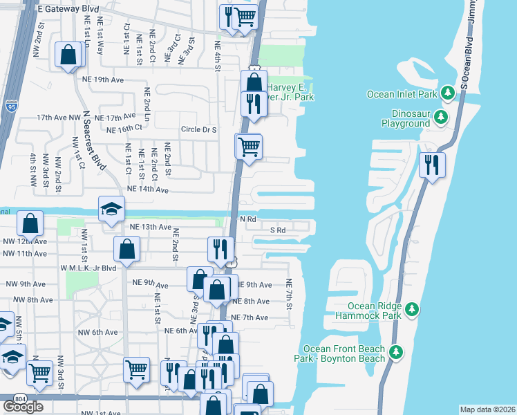 map of restaurants, bars, coffee shops, grocery stores, and more near 2040 Murano Bay Drive in Boynton Beach