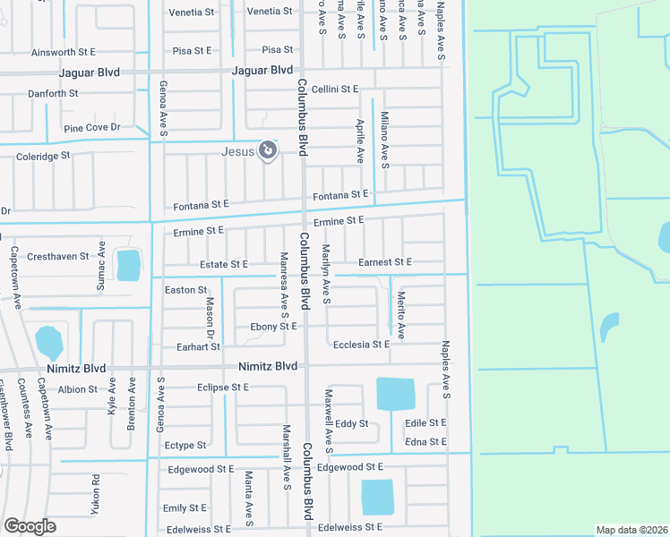 map of restaurants, bars, coffee shops, grocery stores, and more near 926 Marilyn Avenue South in Lehigh Acres