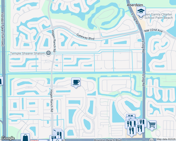map of restaurants, bars, coffee shops, grocery stores, and more near 7100 Trentino Way in Boynton Beach