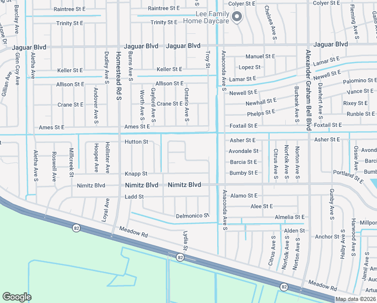 map of restaurants, bars, coffee shops, grocery stores, and more near 649 Foxchase Drive in Lehigh Acres