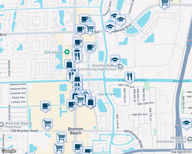 map of restaurants, bars, coffee shops, grocery stores, and more near 1311 Piazza Pitti in Boynton Beach