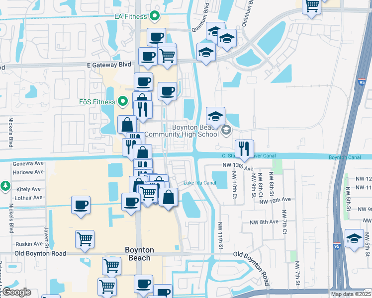 map of restaurants, bars, coffee shops, grocery stores, and more near 1311 Piazza Pitti in Boynton Beach