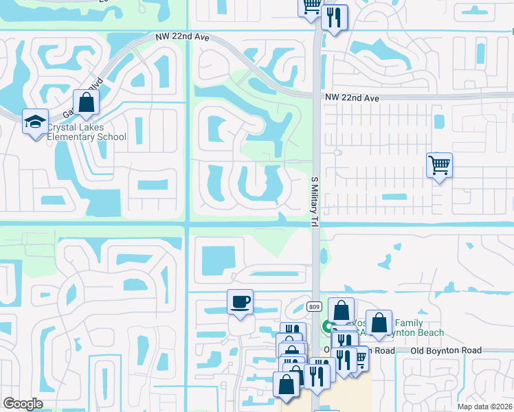 map of restaurants, bars, coffee shops, grocery stores, and more near 9129 Carma Drive in Boynton Beach