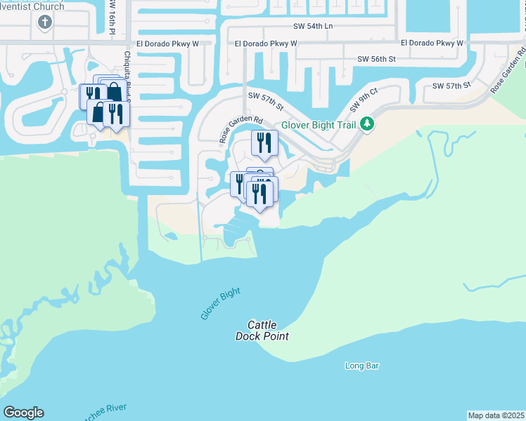 map of restaurants, bars, coffee shops, grocery stores, and more near 5941 Silver King Boulevard in Cape Coral