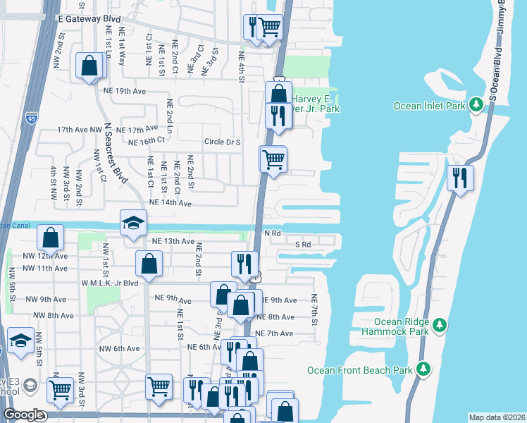 map of restaurants, bars, coffee shops, grocery stores, and more near 4040 Murano Bay Drive in Boynton Beach