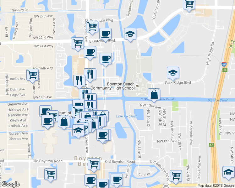 map of restaurants, bars, coffee shops, grocery stores, and more near 1311 Piazza Pitti in Boynton Beach