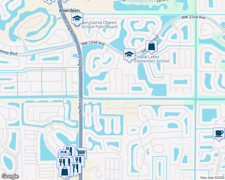 map of restaurants, bars, coffee shops, grocery stores, and more near 9200 Paragon Way in Boynton Beach
