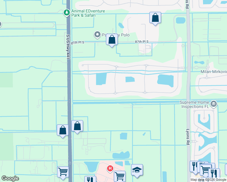 map of restaurants, bars, coffee shops, grocery stores, and more near 9354 Equus Circle in Boynton Beach