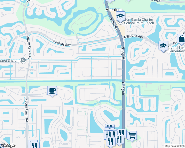map of restaurants, bars, coffee shops, grocery stores, and more near 6721 Arno Way in Boynton Beach