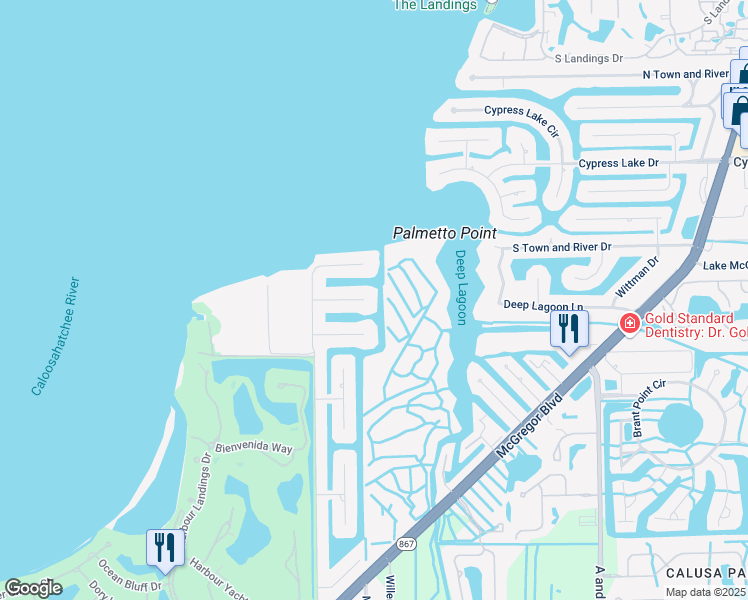 map of restaurants, bars, coffee shops, grocery stores, and more near 4809 Sherry Lane in Fort Myers