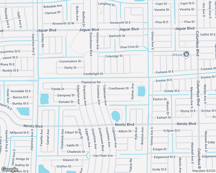 map of restaurants, bars, coffee shops, grocery stores, and more near 1075 Plantation Road in Lehigh Acres
