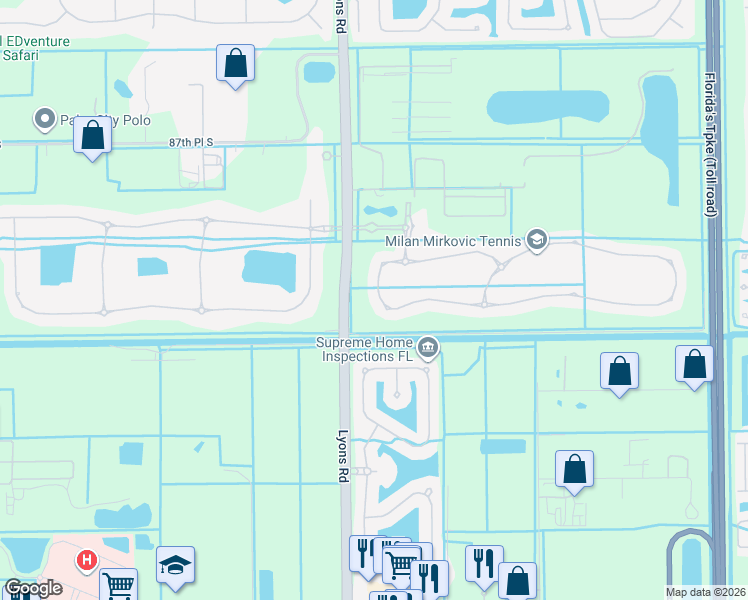 map of restaurants, bars, coffee shops, grocery stores, and more near 8324 Grand Prix Lane in Boynton Beach