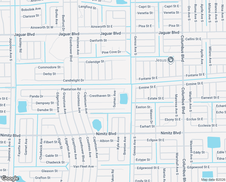 map of restaurants, bars, coffee shops, grocery stores, and more near 1123 Plantation Road in Lehigh Acres