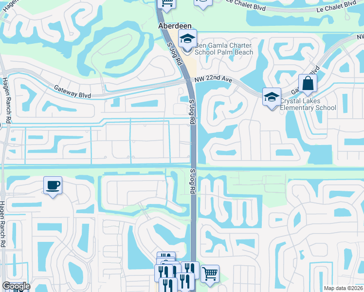 map of restaurants, bars, coffee shops, grocery stores, and more near 9072 Padova Drive in Boynton Beach