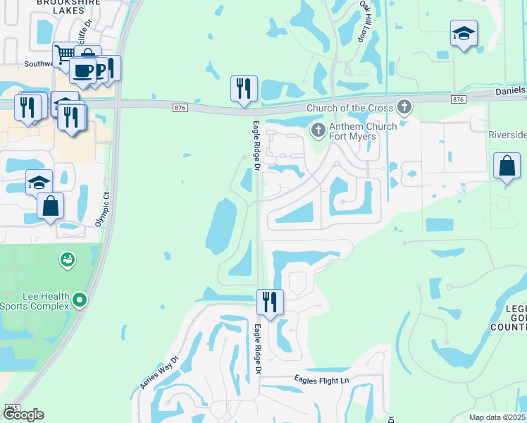 map of restaurants, bars, coffee shops, grocery stores, and more near 7576 Cameron Circle in Fort Myers