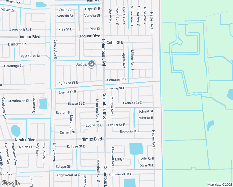 map of restaurants, bars, coffee shops, grocery stores, and more near 911 Mercury Avenue South in Lehigh Acres