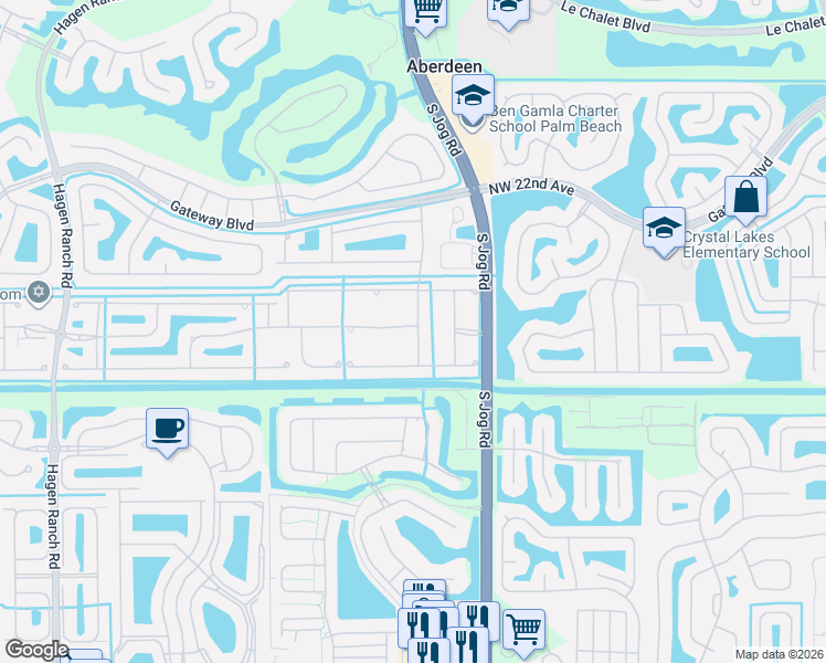 map of restaurants, bars, coffee shops, grocery stores, and more near 9069 Terni Lane in Boynton Beach