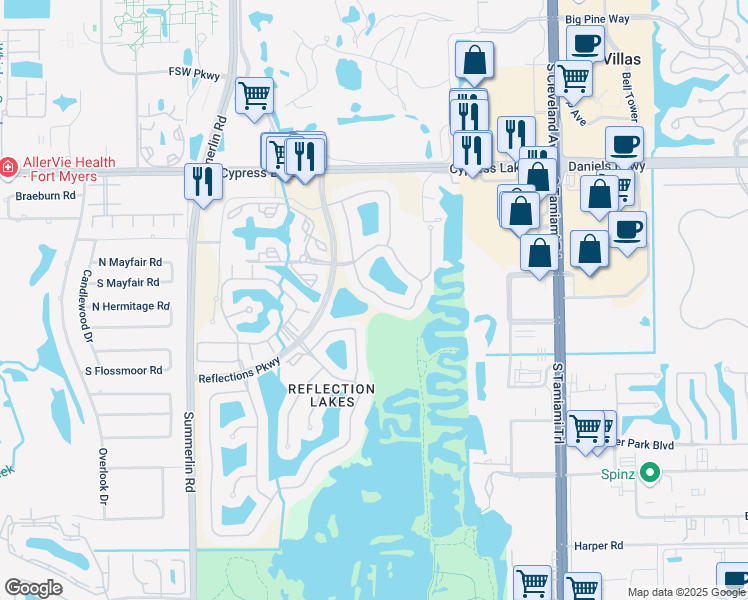 map of restaurants, bars, coffee shops, grocery stores, and more near 13766 Bald Cypress Circle in Fort Myers