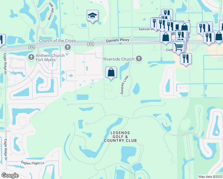 map of restaurants, bars, coffee shops, grocery stores, and more near 13931 Sophomore Lane in Fort Myers