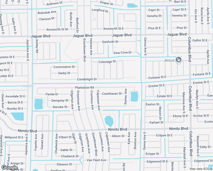 map of restaurants, bars, coffee shops, grocery stores, and more near 1075 Plantation Road in Lehigh Acres