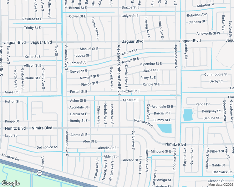 map of restaurants, bars, coffee shops, grocery stores, and more near 760 Foxtail Street East in Lehigh Acres