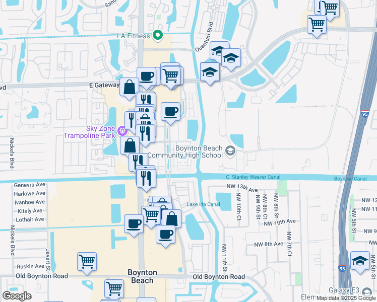 map of restaurants, bars, coffee shops, grocery stores, and more near 1213 Via Fatini in Boynton Beach