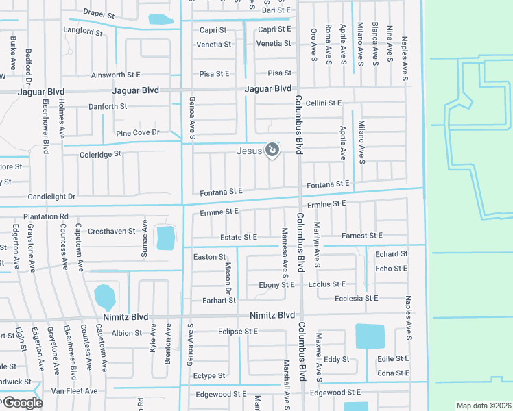 map of restaurants, bars, coffee shops, grocery stores, and more near 912 Mildred Avenue in Lehigh Acres